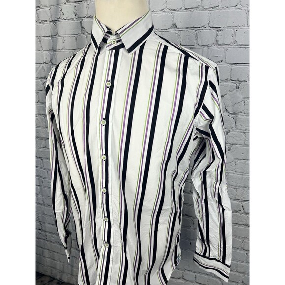 Robert Graham Men’s SZ Medium Long Sleeve Button Front Shirt Multicolor Striped - Picture 11 of 14